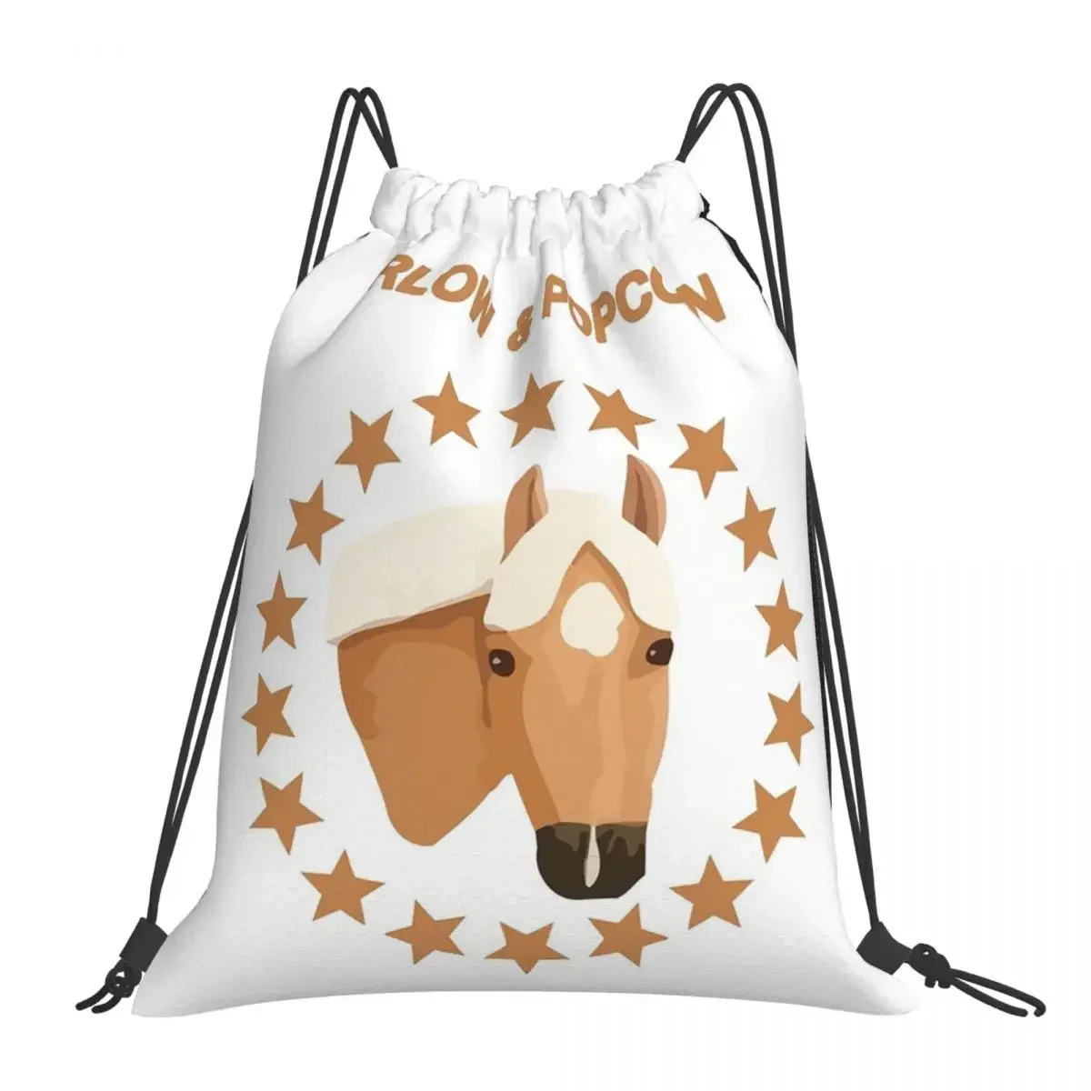 Harlow And Popcorn Merch Popcorn The Pony Backpacks Drawstring Bags Drawstring Bundle Pocket Sports Bag BookBag Travel School