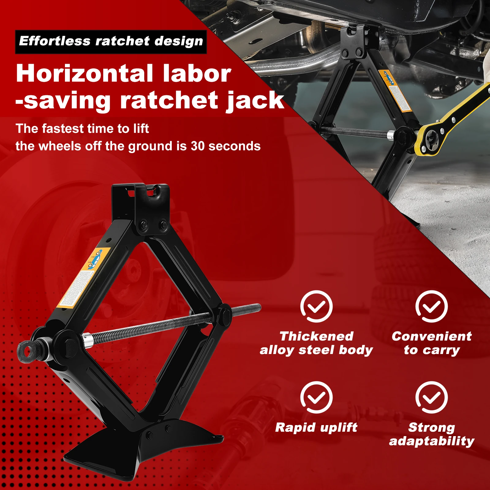 مقص السيارة جاك المحمولة مستقرة عربة جاك الثقيلة الصلب سيارة طقم الطوارئ العالمي لصيانة وإصلاح SUV MPV #2