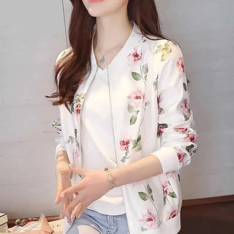 Women's Trendy Petite Cardigan Jacket 2022 Summer Thin Long Sleeve Chiffon Baseball Uniform Sun Protection Clothing