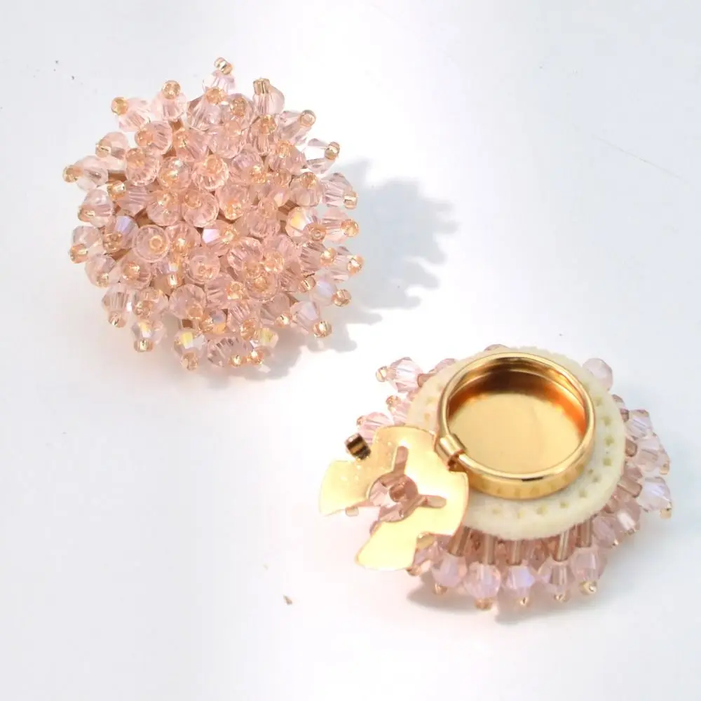 New Handmade Crystal Cufflinks Crystal Beads Shirt Button Clip Sewing-free Cufflinks DIY Bling Cuff Links Women Dresses