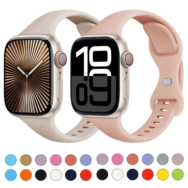 

Тонкий силиконовый ремешок Pop для Apple Watch Band 44 мм 40 мм 41 мм 45 мм 38 мм 42 мм 49 мм 46 мм IWatch Series 10 9 8 7 SE 6 5 4 Женская скобка