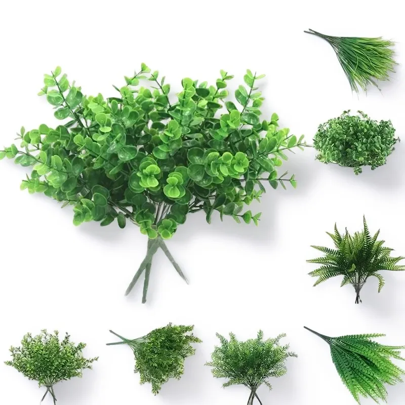 1pc Artificial Plants Fake Leaf Foliage Bush Home Office Garden Wedding Decoration Simulation Flower