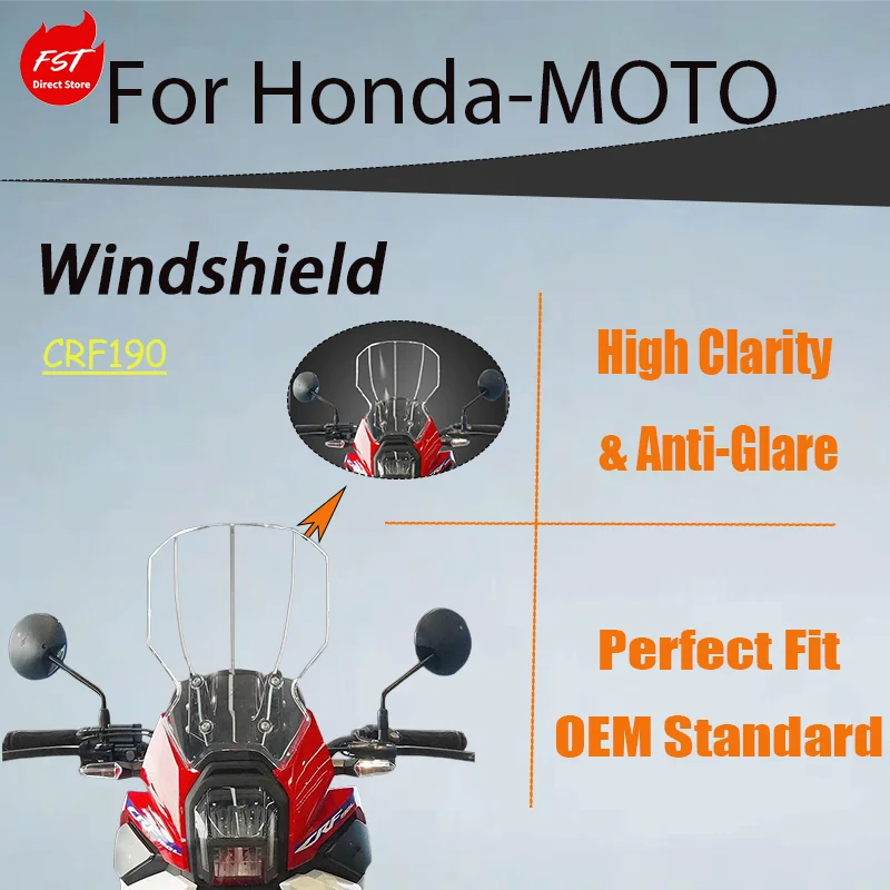 

Enhanced Protection Windshield for Honda CRF190L, Heightened Front Chest Wind Deflector