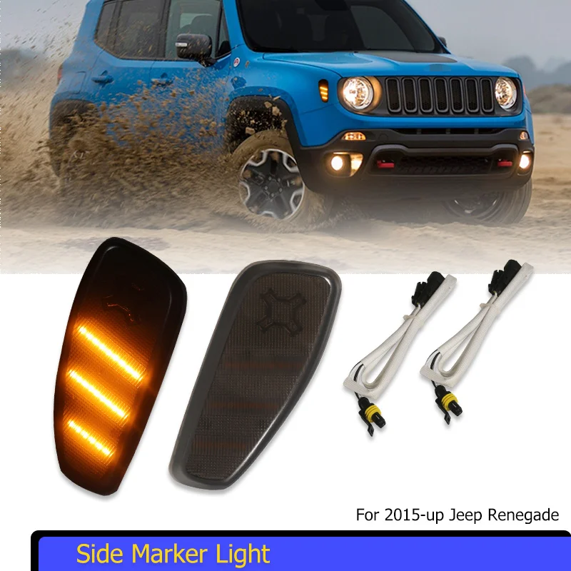 سيارة LED الجانب الأمامي ماركر أضواء المؤشر بدوره أضواء الإشارة ل Jeep Renegade 2015-up الحاجز مضيئة مصابيح أضواء وقوف السيارات 12 فولت