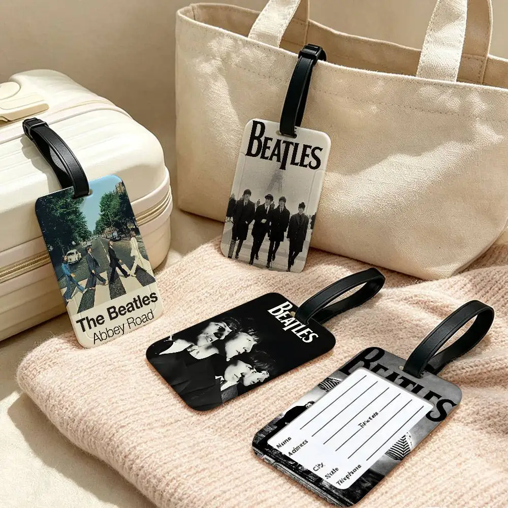 Vintage Famous Band T-he-Bbeatles PVC Waterproof Luggage Tag Anti lost Information Card Cover For Student Bag Travel Suitcase