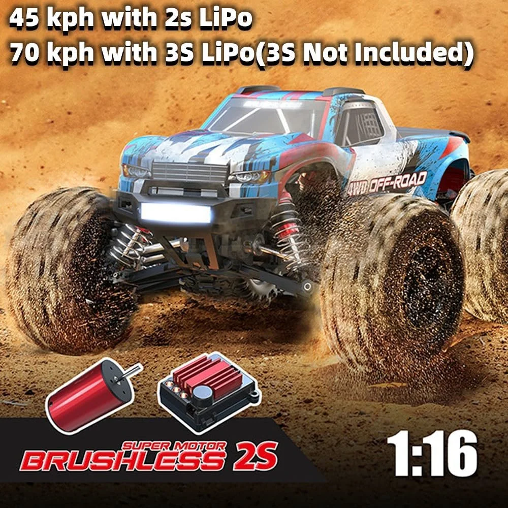 MJX 16208 1/16 ハイパーゴー RCカー ブラシレスモーター 4WD オフロード ラジコンカー 55km/h 高速レーシング ドリフト おもちゃ アメリカ発送