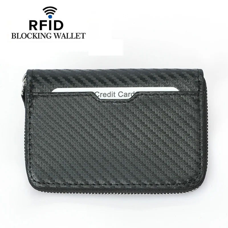 Carbon Fiber Multiple Slots Card Holder Pocket Wallet RFID Blocking Credit Card Organizer Business Card Holder Women Men Bags