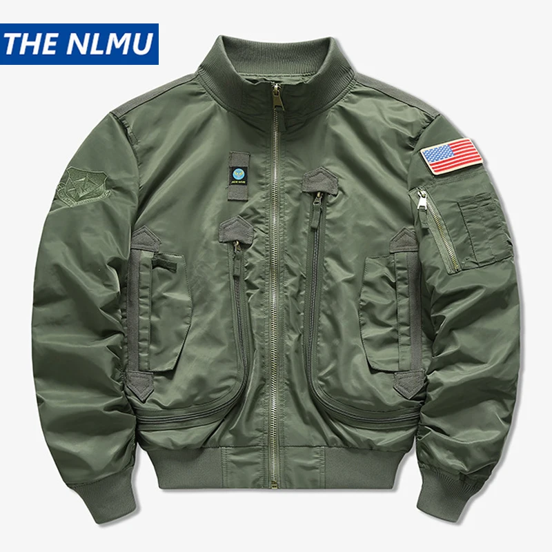 2024 Bomber Jacket Men's Camouflage Air Force MA 1 Jacket Stand Collar Plus Size Coat Cargo Jacket Men Clothing