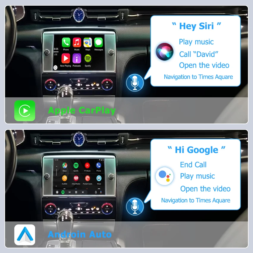 وحدة Carplay اللاسلكية وAndroid Auto الذكية لمازيراتي كواتروبورتي جيبلي 2014-2016 مع وصلة مرآة مشغل DVD GPS Siri