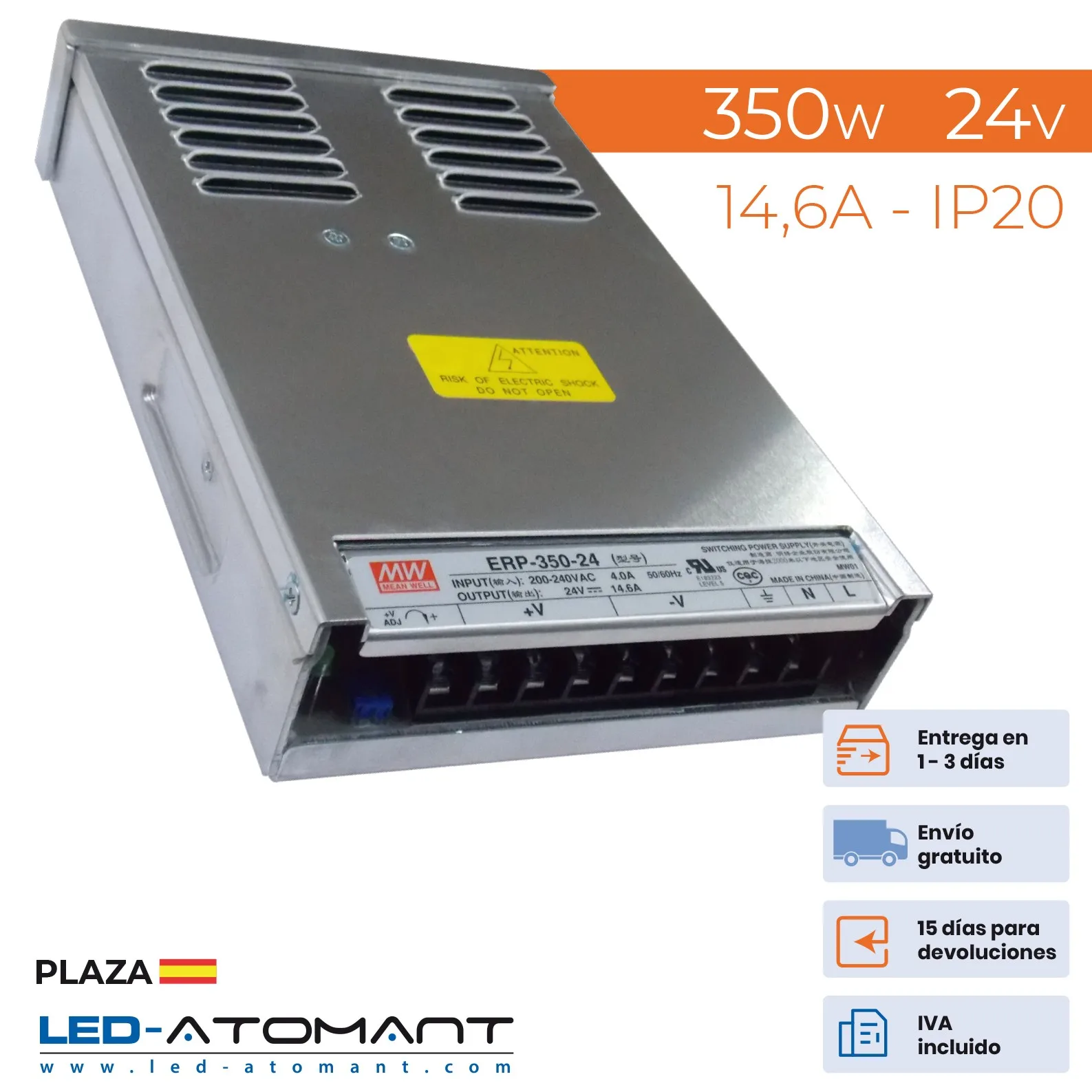 ATOMANT LED®350W 24V 14.6A IP20 power transformer voltage adjustable power supply for led strip lighting