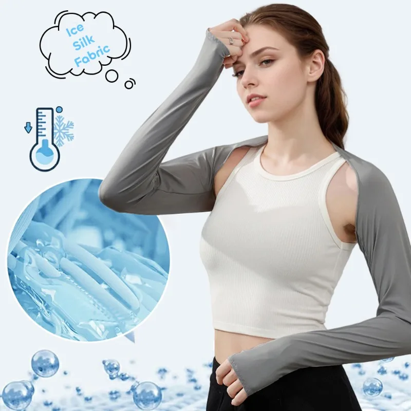 Women UV Protection Cooling Shoulder Shawl Arm Sleeves Outdoor Golf Driving Sun Protection Ice Sleeves
