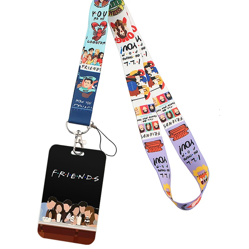 Animation Fashion Friends TV Show Lanyard Credit Card ID Holder Bag Student Women Travel Card Cover Badge Car Keychain