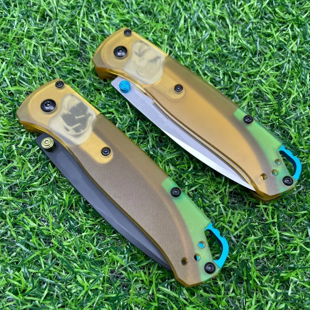 bm535-折りたたみナイフ-pei-透明ハンドル付き釣り戦術防衛ポーチ-edc-多機能キャンプナイフツール