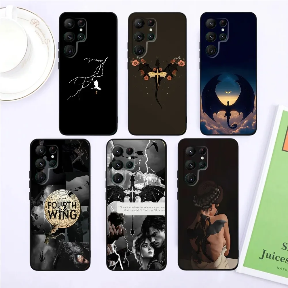 

F-Fourth Wing Phone Case For SamsungS24,S23,S22,S21,Ultra Pro S10,S30Plus,S9,20lite Black Cover
