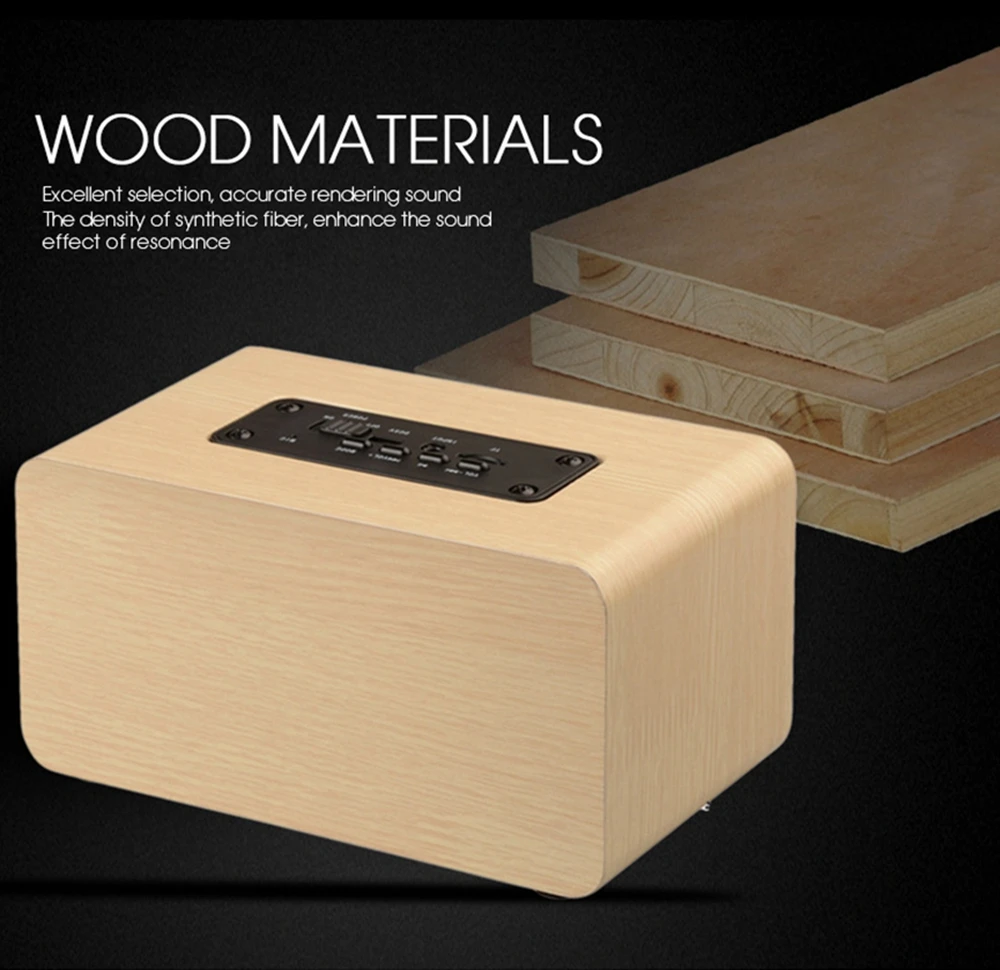 Portable Wooden Bluetooth Speaker HIFI Stereo Sound Handcrafted Retro Wireless Loudspeaker With MIC TF AUX Play Computer Column