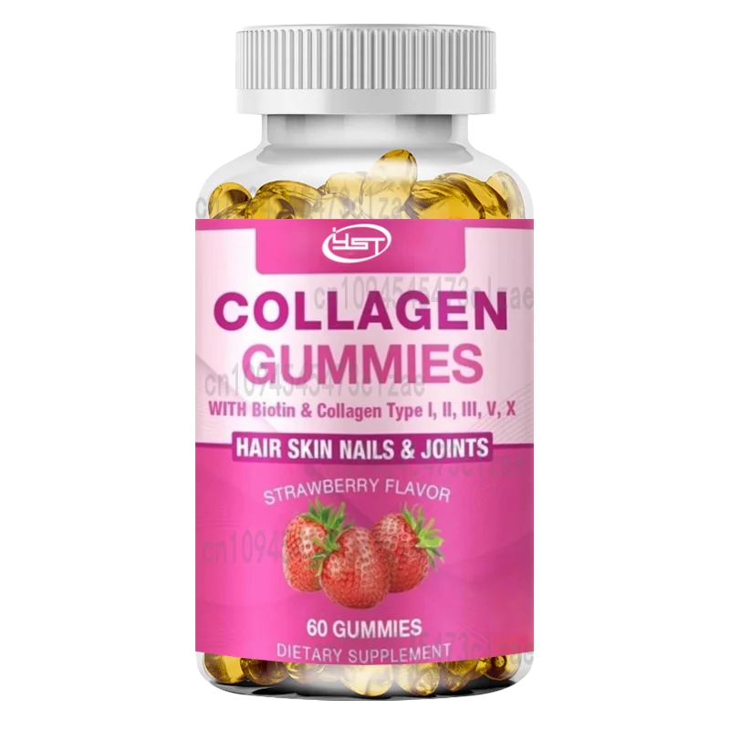 Male and Female Vegetarian Collagen Gummies - Containing Vitamin C and Zinc, Can Promote Skin Radiance and Hair Growth