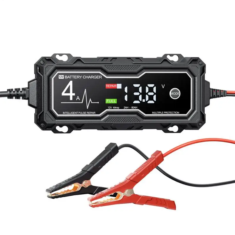 Automatic Battery Charger Maintainer Motorcycle Accessories With LED Display Multiple Protection Automatic Smart Trickle Car