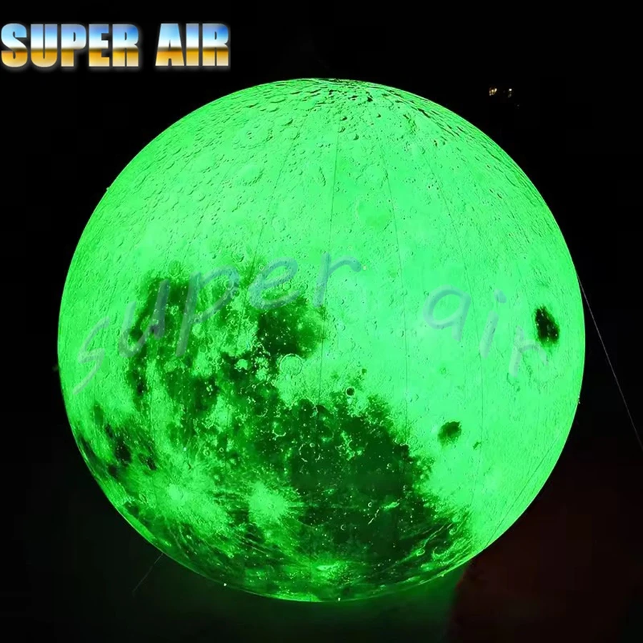 Giant Hanging Customized Inflatable Moon Planet Model Toys with Colorful LED Lighting for Advertising Decoration