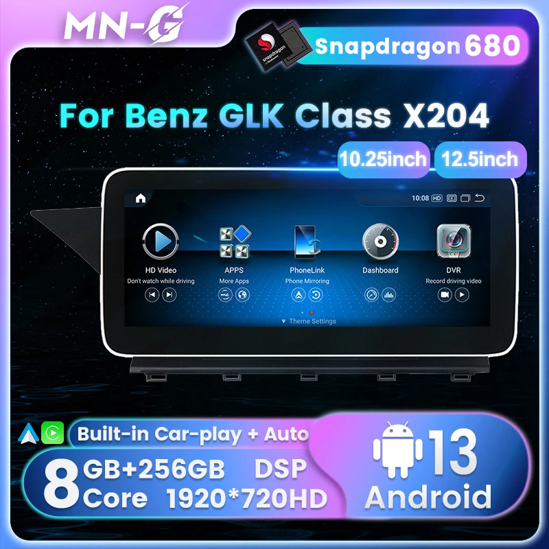 Android 13 Snapdragon 680 Car Radio For Mercedes-Benz GLK-Class benz X204 GLK350 GLK300 All-in-one Multimedia Player BT Carplay