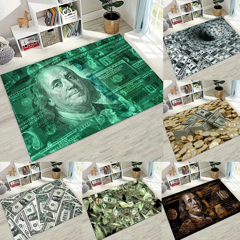 

3D Vortex Illusion Money USD Euro Pattern Rug for Bedroom Living Room Sofa Home Doormat Decor Large Kid Play Non-slip Floor Mat