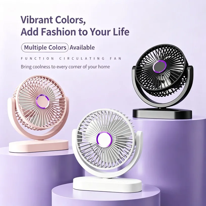 

Portable Table Fan USB Rechargeable 3 Speed Adjustable Natural Air Circulation Ultra Quiet Compact for Home Office Dormitory
