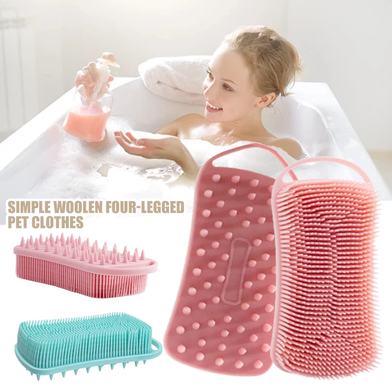 

Reversible Baby Bath Brush Lanyardsilicone Tactile Brushmassage Brushsilicone Hair Wash Bath Brush