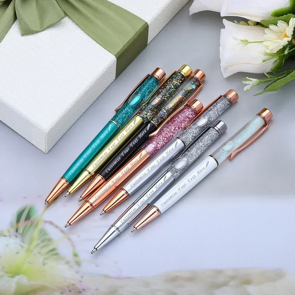 1pcs Gold Aluminum Ballpoint Pens Office Birthday Gifts Free Engraved Name Private Laser Custom Logo Personalized Custom