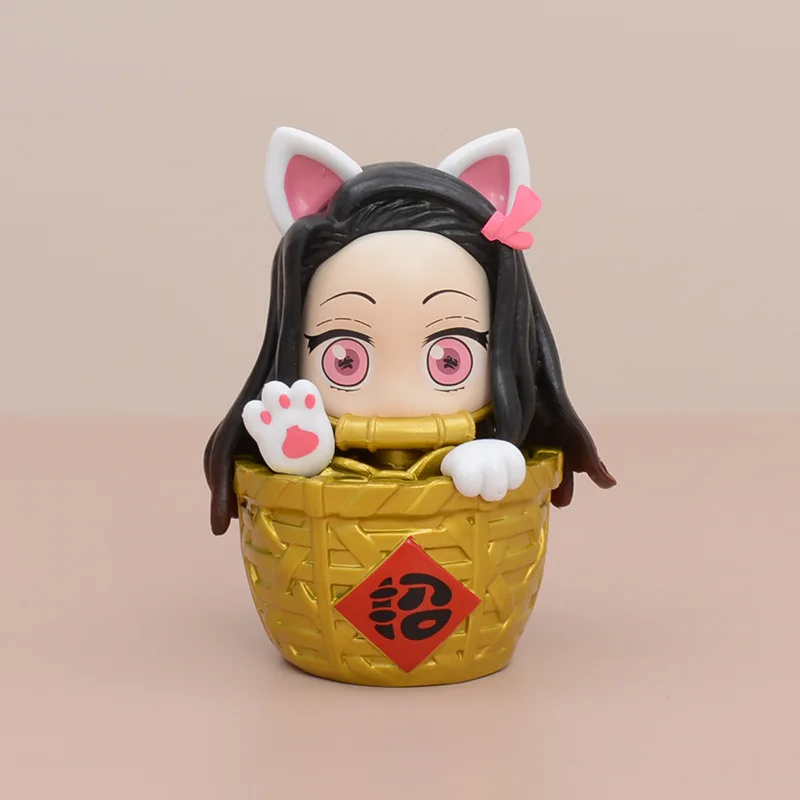 10.5cm Demon Slayer Figure GK Nezuko Kamado Figure Model Case Car Ornament Cute Figurine