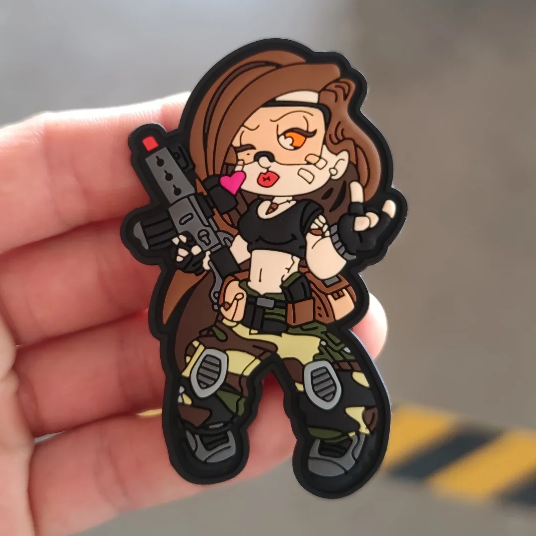 

Tactical Cool Girl 3D PVC Patch on clothes Morale Badge Hook Loop Military Patches Backpack Armband Stickers