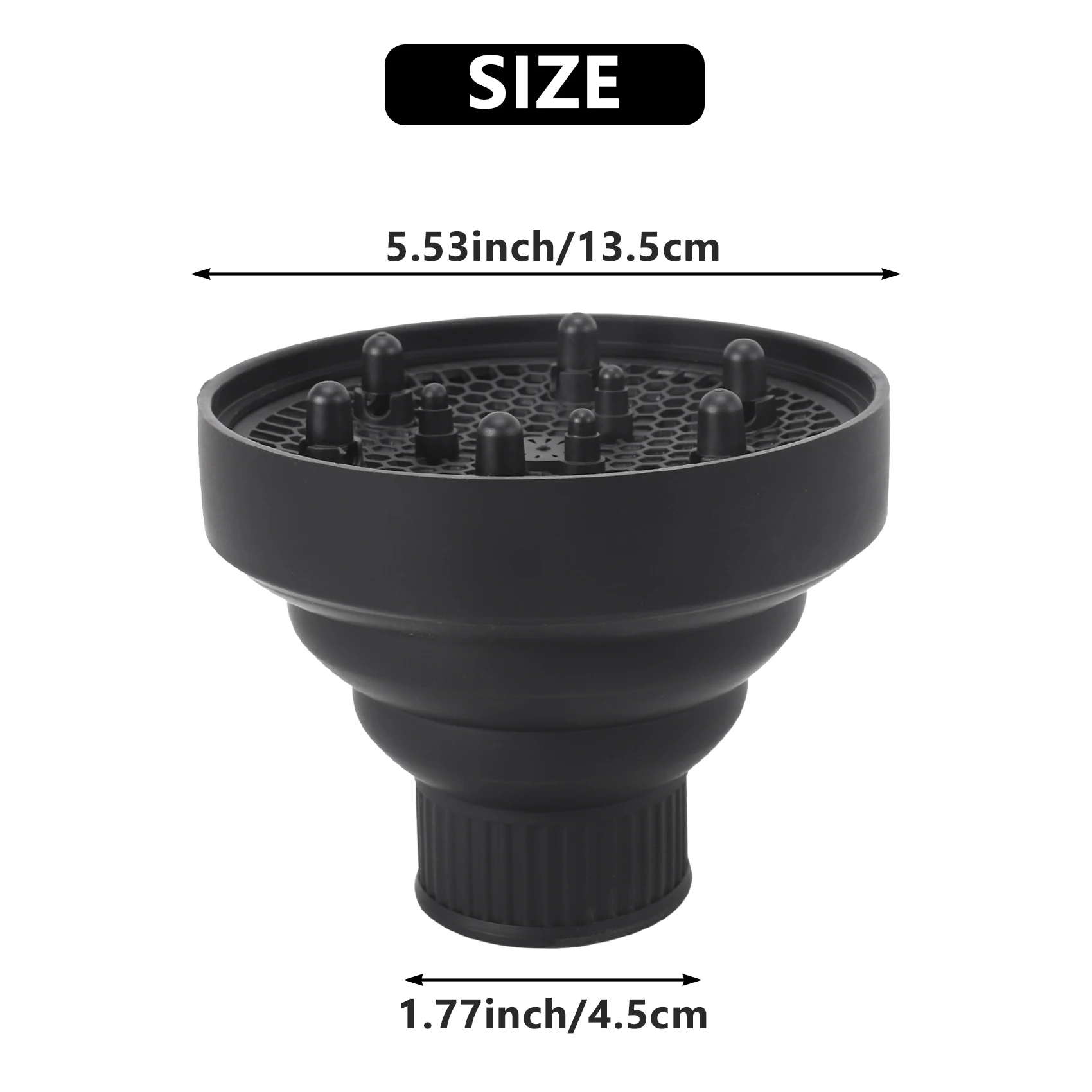 مرفق مجفف شعر عالمي قابل للطي، تصميم قابل للطي ومحمول للسفر يناسب معظم مجففات الشعر - أسود-T33C