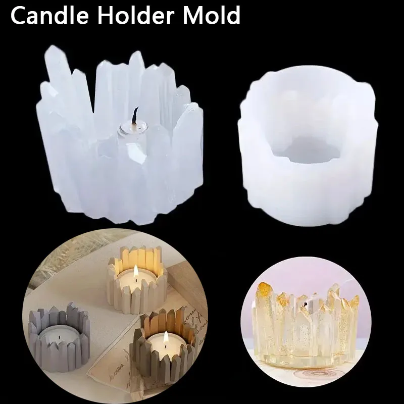 Resin Crystal Cluster Candle Holder Silicone Mold Irregular Shape DIY Casting Mold For Candles Aromatherapy Ornaments Home Decor