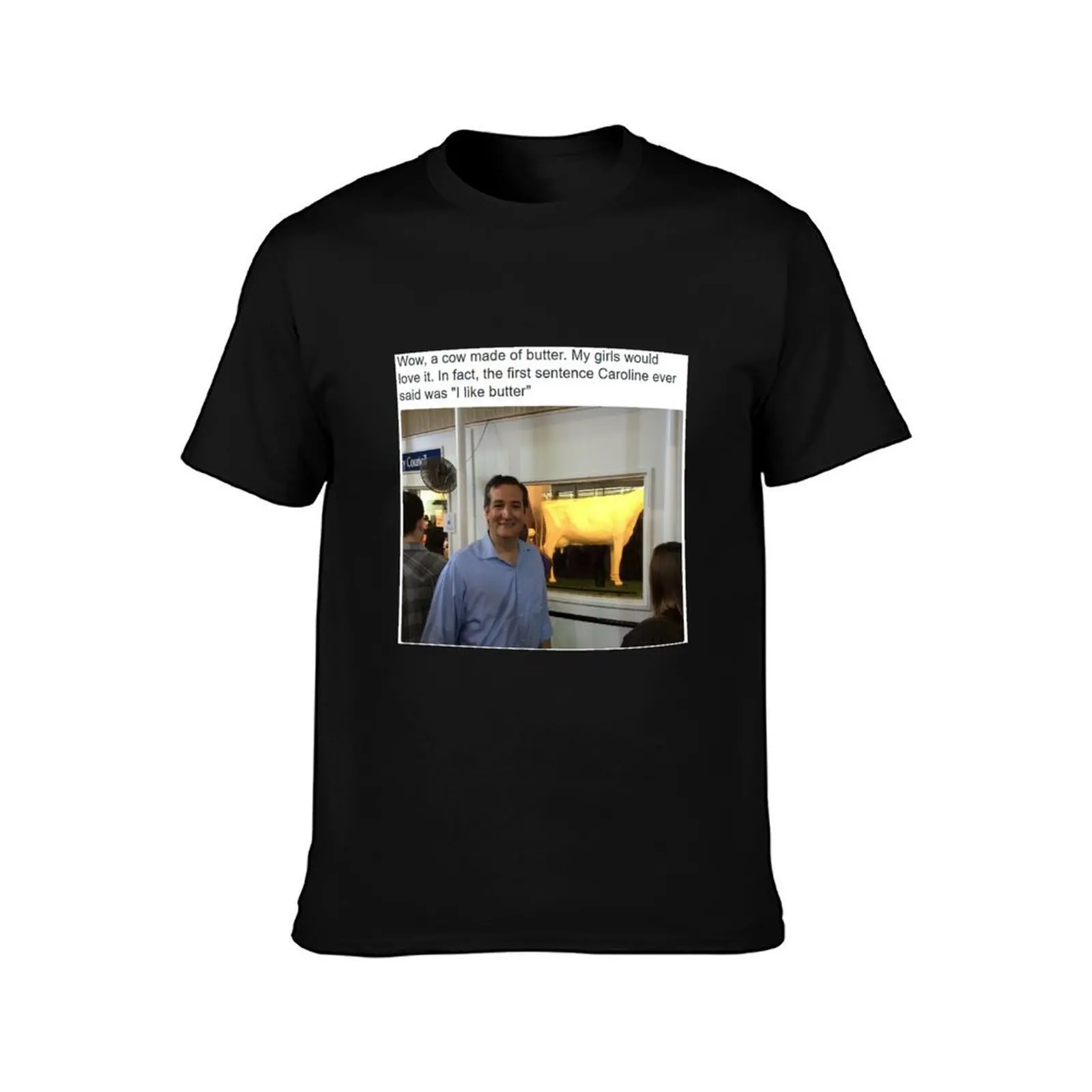 Wow, a shirt made of Ted Cruz admiring a cow made of butter T-Shirt, Summer Casual Cotton Tee, Oversized Streetwear Tops