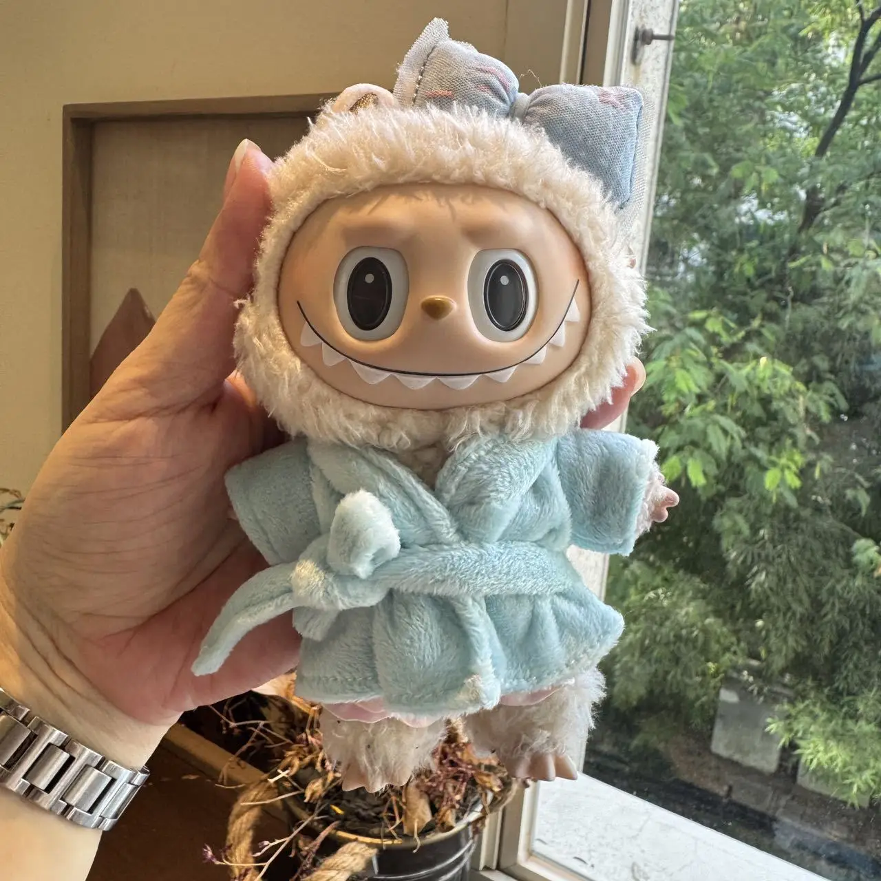 Ensemble pyjama en peluche avec nœud et pantalon pour peignoir Labubu pour poupée Labubu V1v2v3, accessoires pour vêtements de bricolage