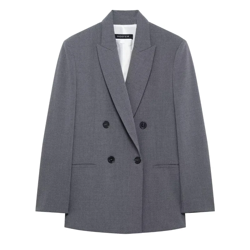 

Новая модель женской одежды в европейском и американском стиле, классический двубортный костюм с подкладкой на плечах, женская куртка Джека