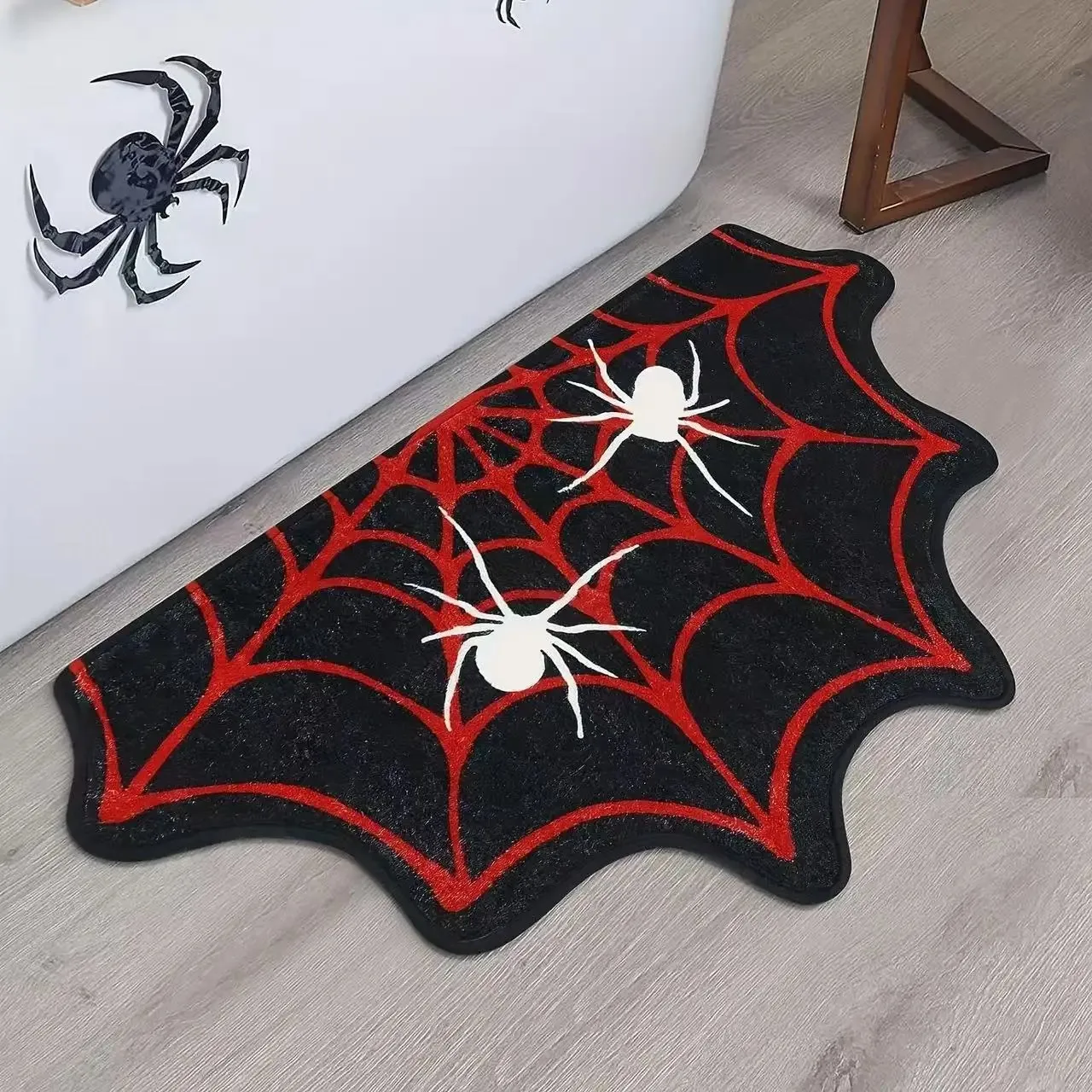 VIKAMA Non-slip Halloween Spider Web Absorbent Mat for Bathroom Halloween Decor