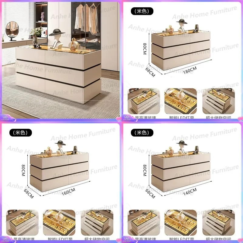 French Cream Style Island Display Cabinet Simple Wall Mounted Storage Unit for Clothing Store Retail Shop Showcase Furniture