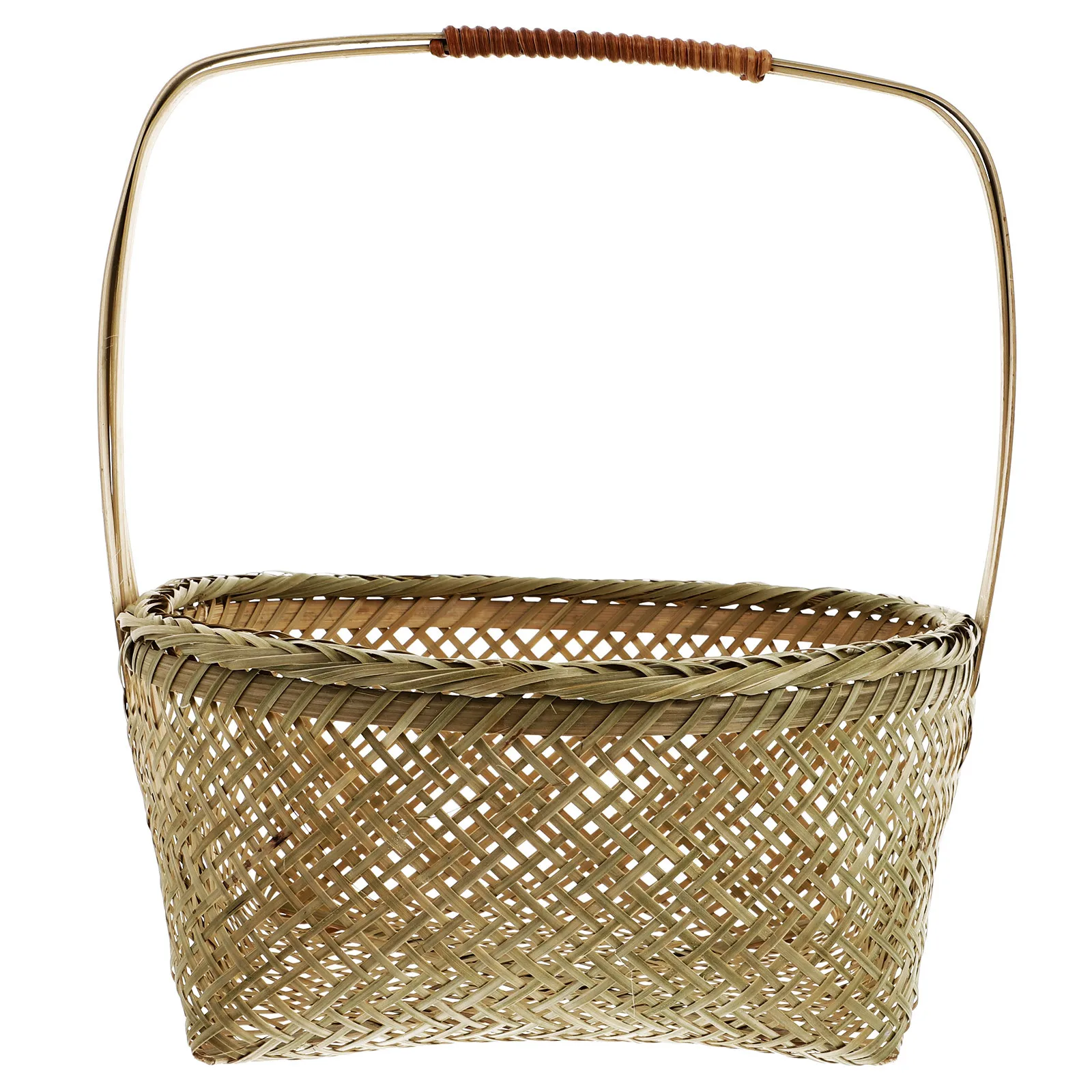 

1Pcs Bamboo Fruit Basket Woven Hollow Out Storage Basket Picnic Home Decor Multifunctional Desktop Organizer