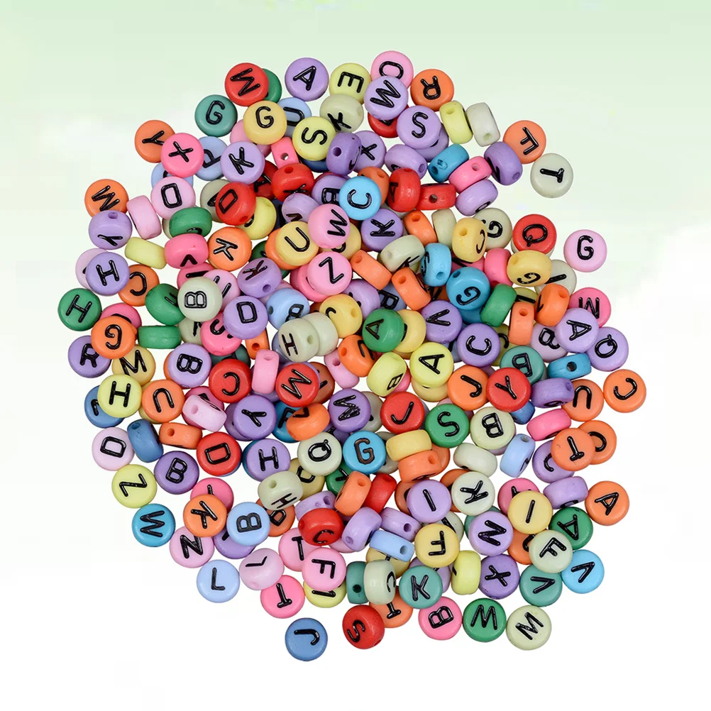 1200개 투명 아크릴 알파벳 비즈 7mmx7mm 다채로운 알파벳 하트 DIY 보석 공예 교육 활동용
