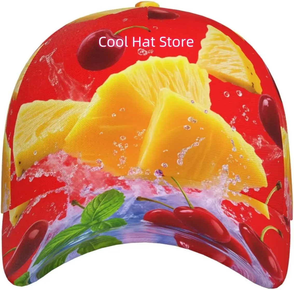 Watermelon and Strawberry Splash Pattern Baseball Cap Adjustable Cotton Baseball Hat for Sports, Outdoor, Travel Gifts for Men