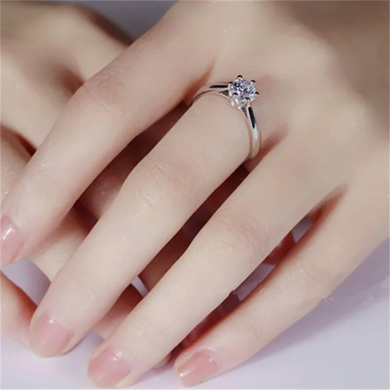 CC Wedding Rings For Women Silver Plated White Cubic Zirconia Stone Engagement Jewelry Bridal Anillos Fashion Accessories CC1456