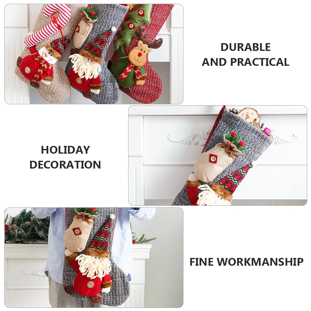 

1pcs Christmas Stockings Decor Xmas Sock Gift Bag Holiday Hanging Ornament For Kids Candy Stocking Tree Decoration Party