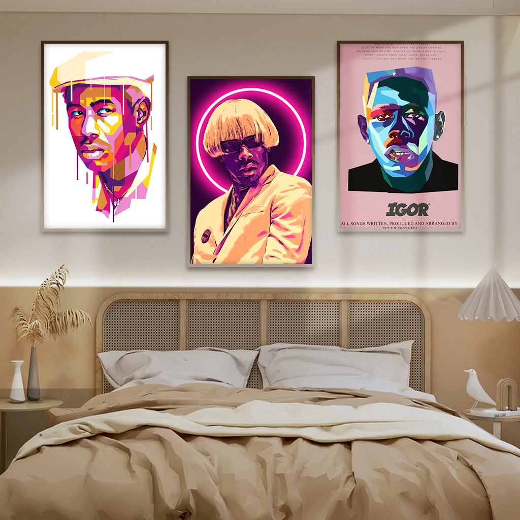 3 canvas posters, Tyler The Creator Flower Boy Band Music Retro Poster Canvas Painting and Prints Wall Art for Home Room