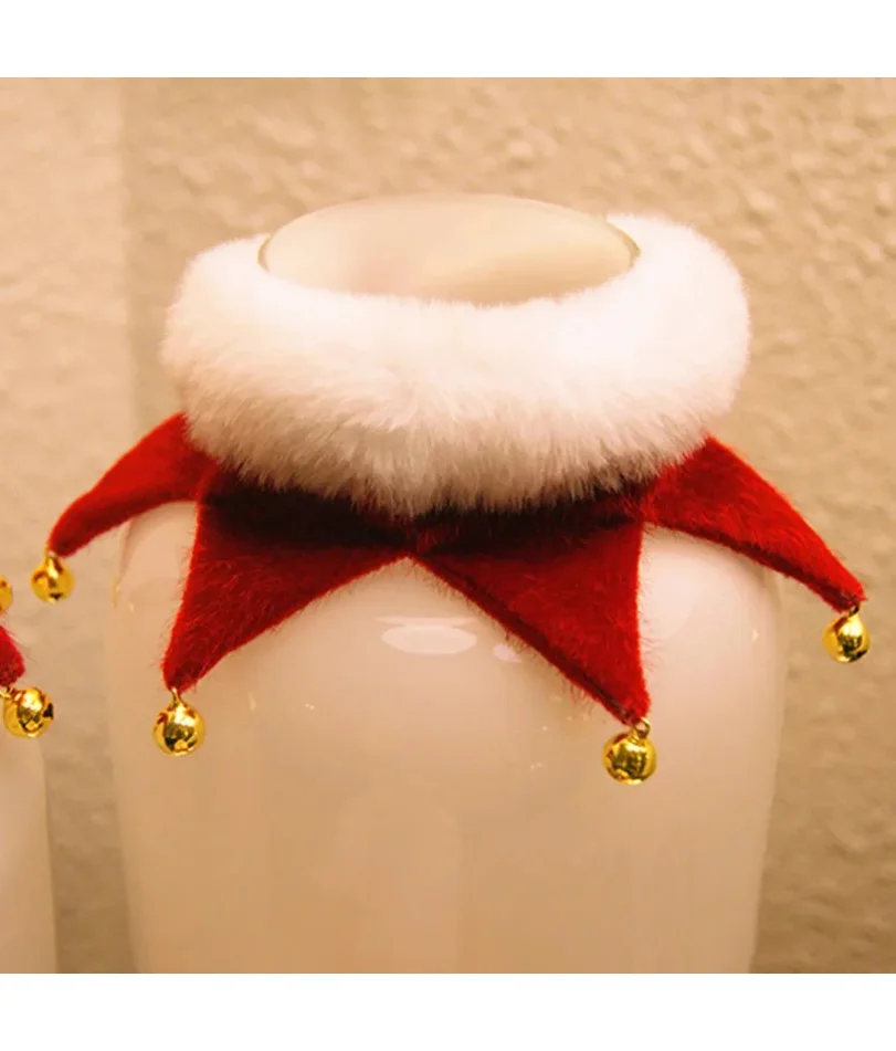 

2025 Christmas Pet Collar Winter Plush Cat Dog Triangle Scarf With Bell Cute Christmas Elements Pet Drool Towel Xmas Decor Props