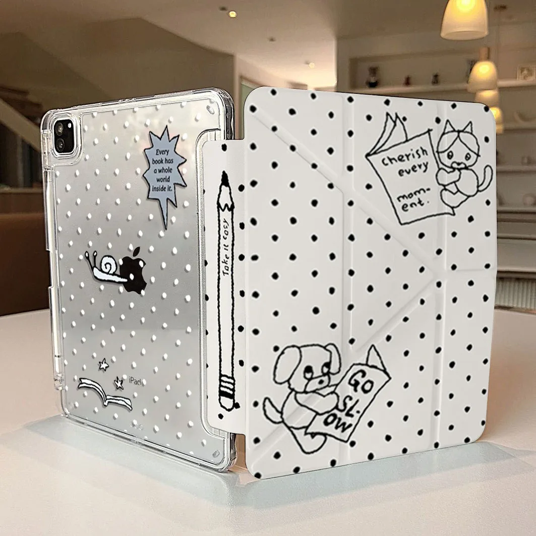 

Newspaper Cat & Dog Pen Slot Tablet Case For Mini7 6 iPad 11 10 6 5 Pro 2025 2024 2022 2021 2020 2018 Air 2025 2024 5 4 3 Cover