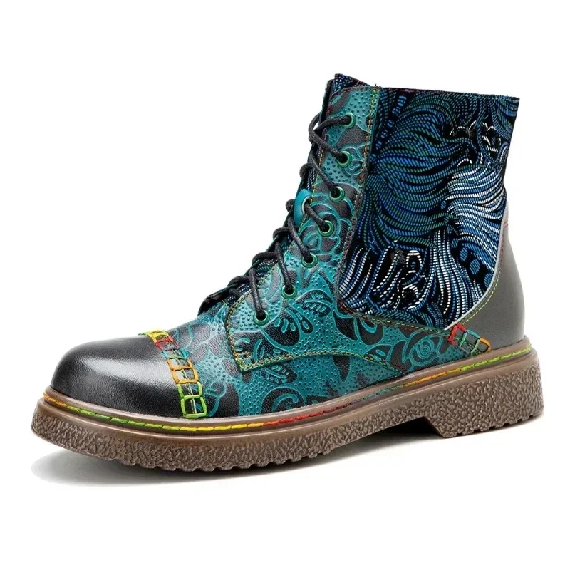 YAERNI 2025 Women Ankle Boots Peacock Green 3