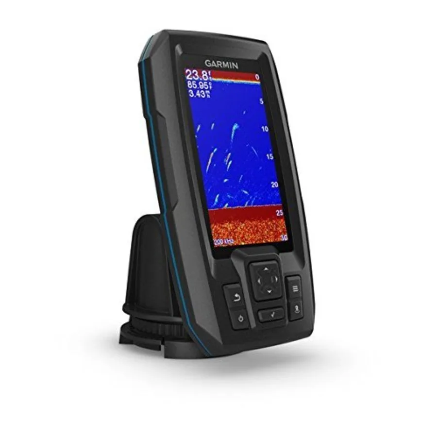 Garmin Striker Plus 4 مع محول طاقة مزدوج الشعاع وغطاء حماية 4.3 شاشة LED 1.1 رطل Fishfinder Plus 4 موديل مثالي لـ