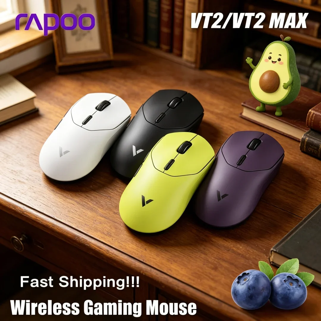 Exquisite Rapoo VT2 MAX Wireless Pro Gaming Mouse with 8K Polling Rate Precision Optical Sensor Curved Ergonomic Design 53g