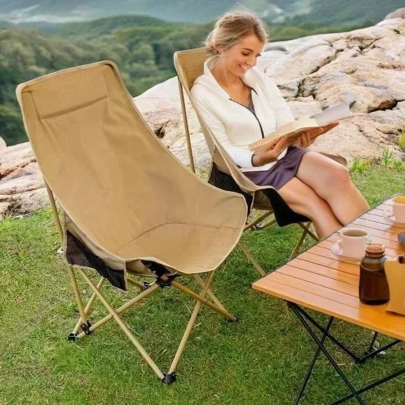 Foldable Moon Chair with High Backrest for Outdoor Fishing, Camping, and Picnics - Portable and Lightweight