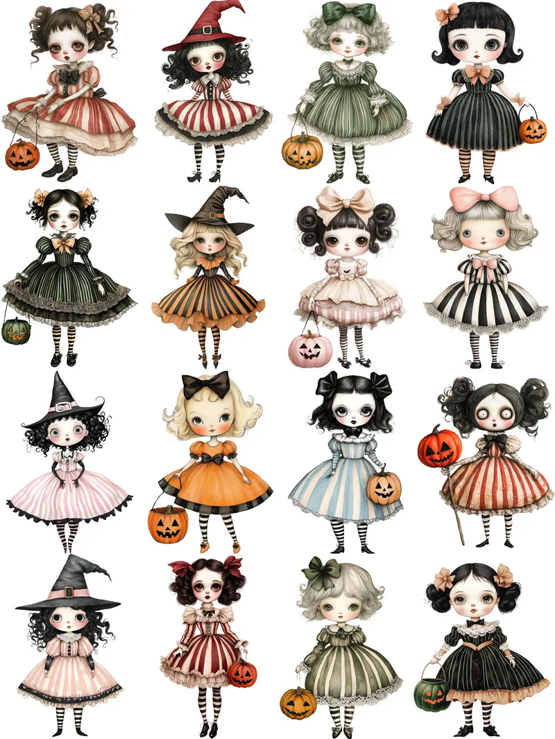 Halloween little girl Stickers Crafts And Scrapbooking stickers kids toys book Decorative sticker DIY Stationery
