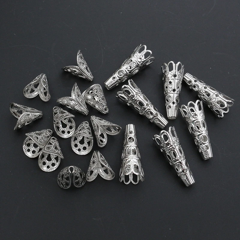 30 Stück Edelstahl-Perlenkappen, Blumenform, Abstandshalter, Perlenende, DIY-Schmuckherstellung, für Halskette, Armband, Zubehör